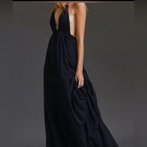 Anthropologie Erika Peña Rumba Halter Maxi Dress in Black One Size